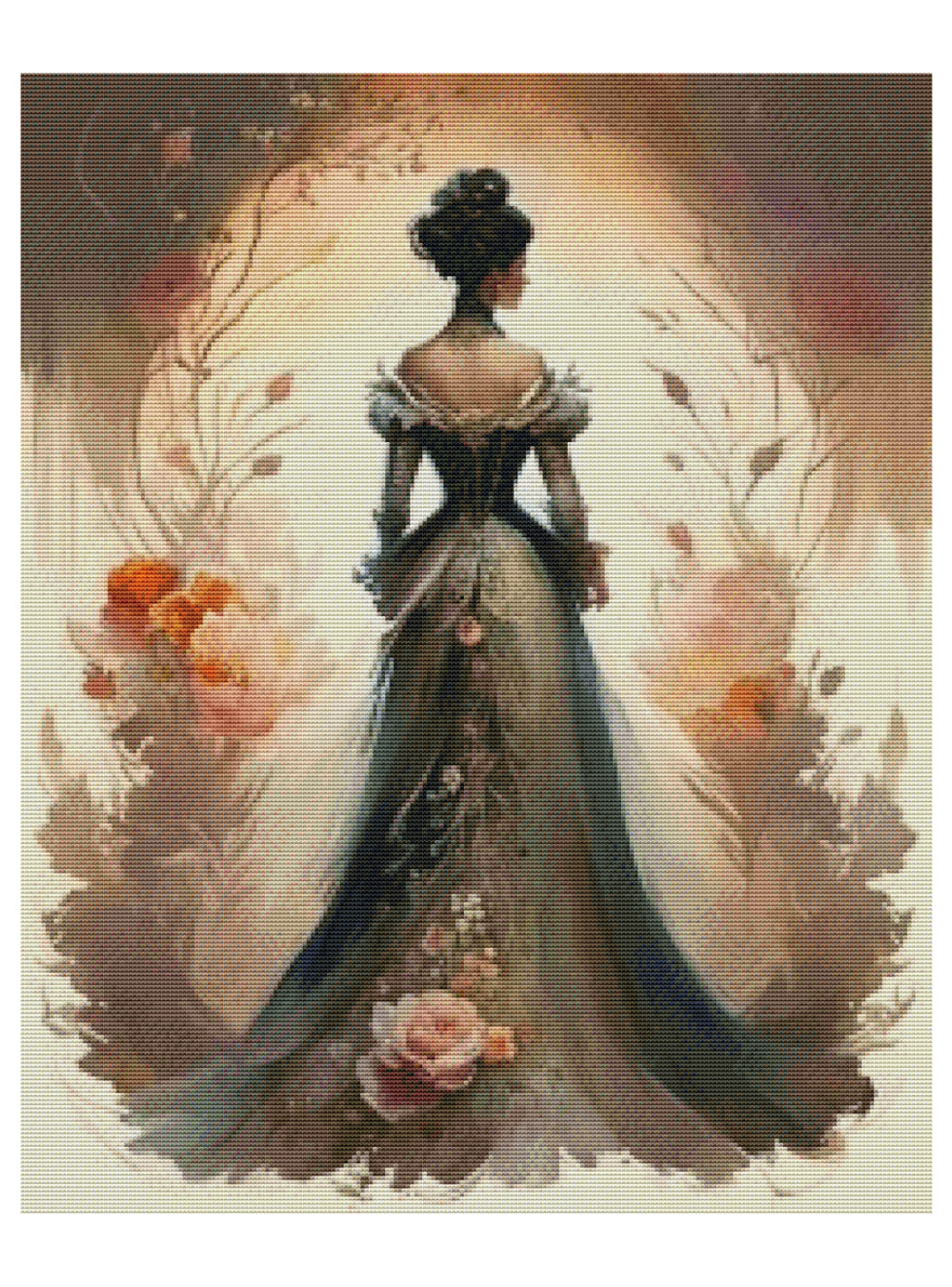Victorian lady counted cross stitch pdf pattern